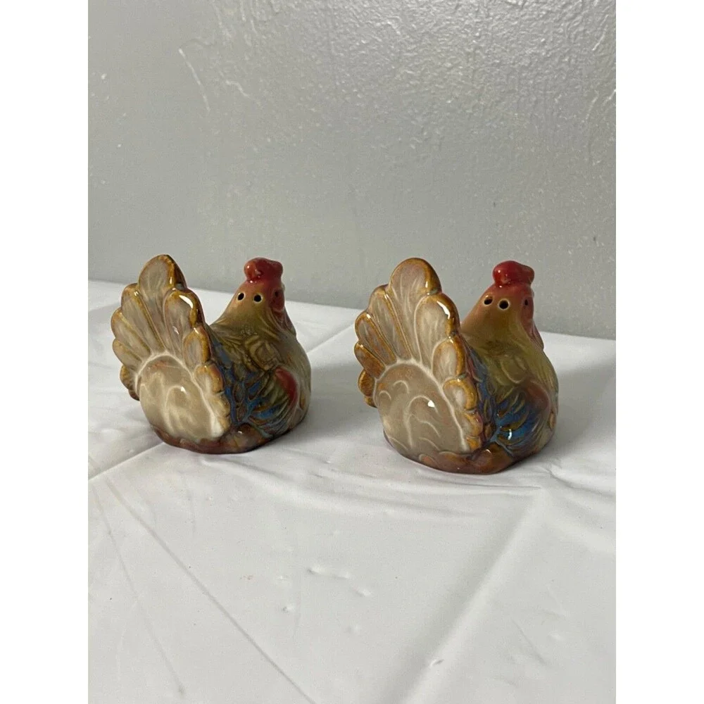 Vintage Hen and Rooster Chicken/Turkey Salt and Pepper Shakers